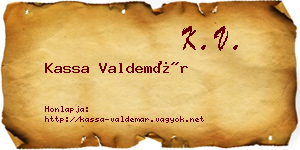 Kassa Valdemár névjegykártya